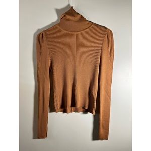 Topshop Turtle Neck Orange Tan Ribbed Cropped Sweater US - Size 10
